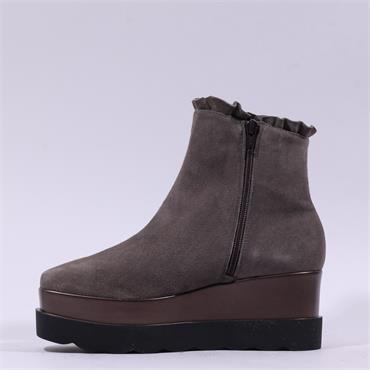 Marco Moreo Vienna Frill Cuff Wedge Boot - Grey Suede